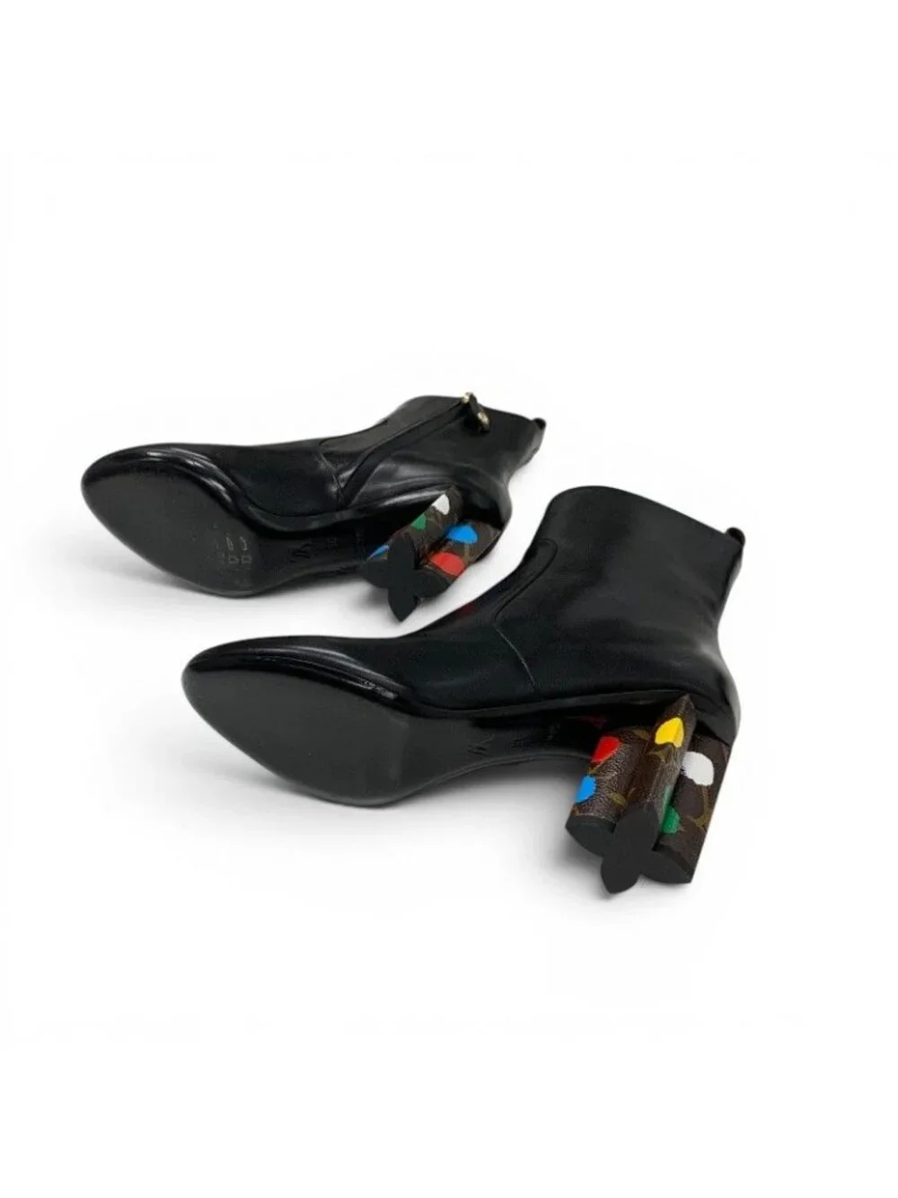 Louis Vuitton Silhouette Line Boots Short Shoes Leather Black Multicolor